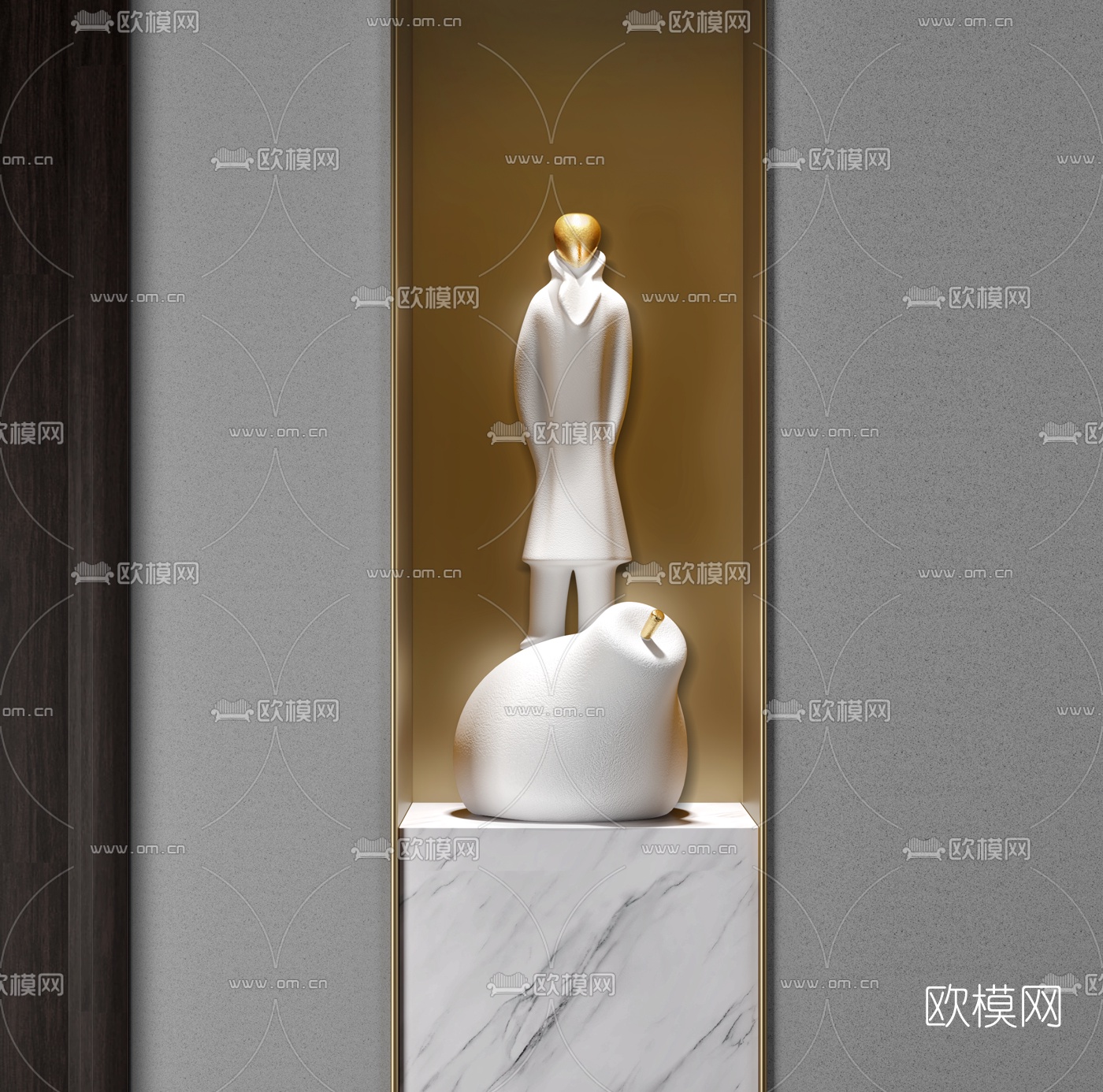 现代抽象人物雕塑3d模型下载