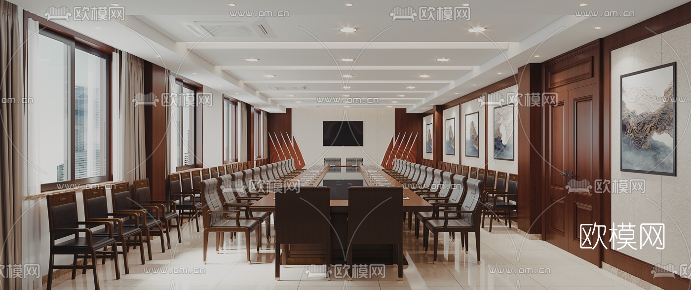 现代政府机关会议室3d模型
