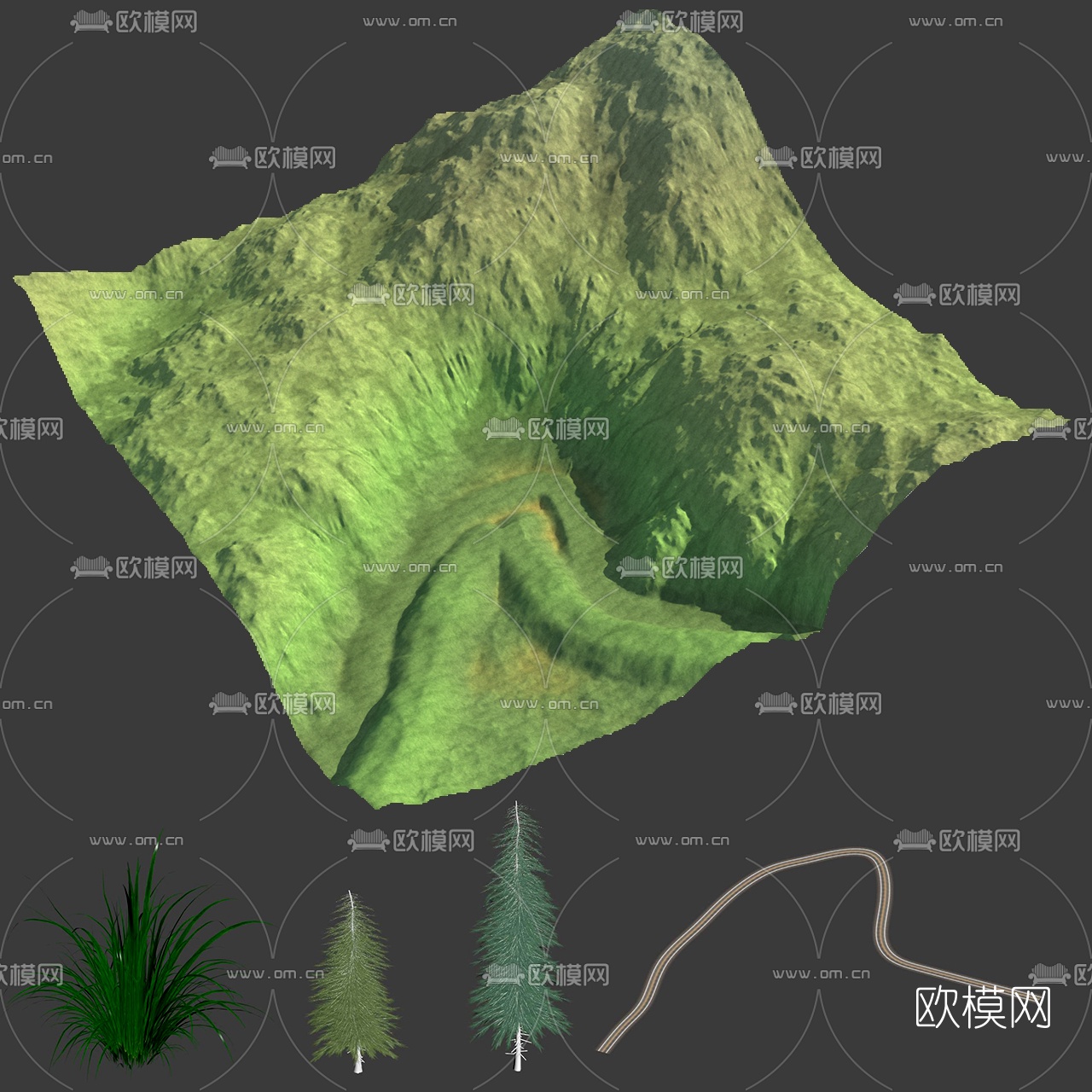 现代山林公路园林景观3d模型