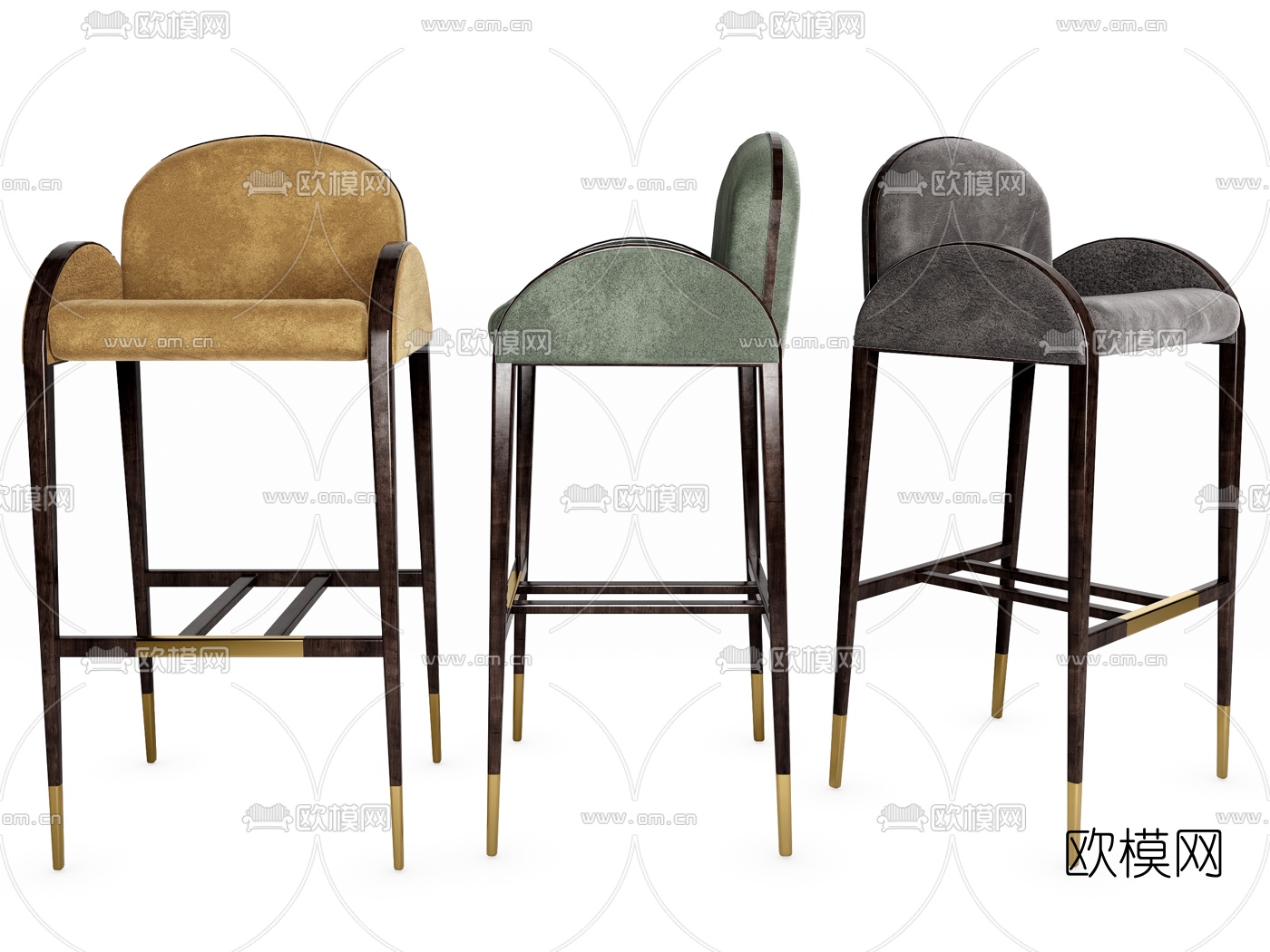 现代布艺吧椅3d模型下载