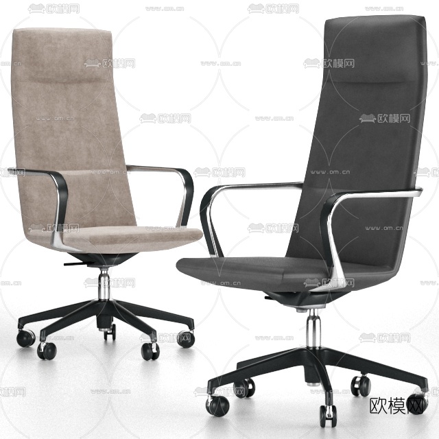 现代皮革办公转椅3d模型下载（渲染图1）
