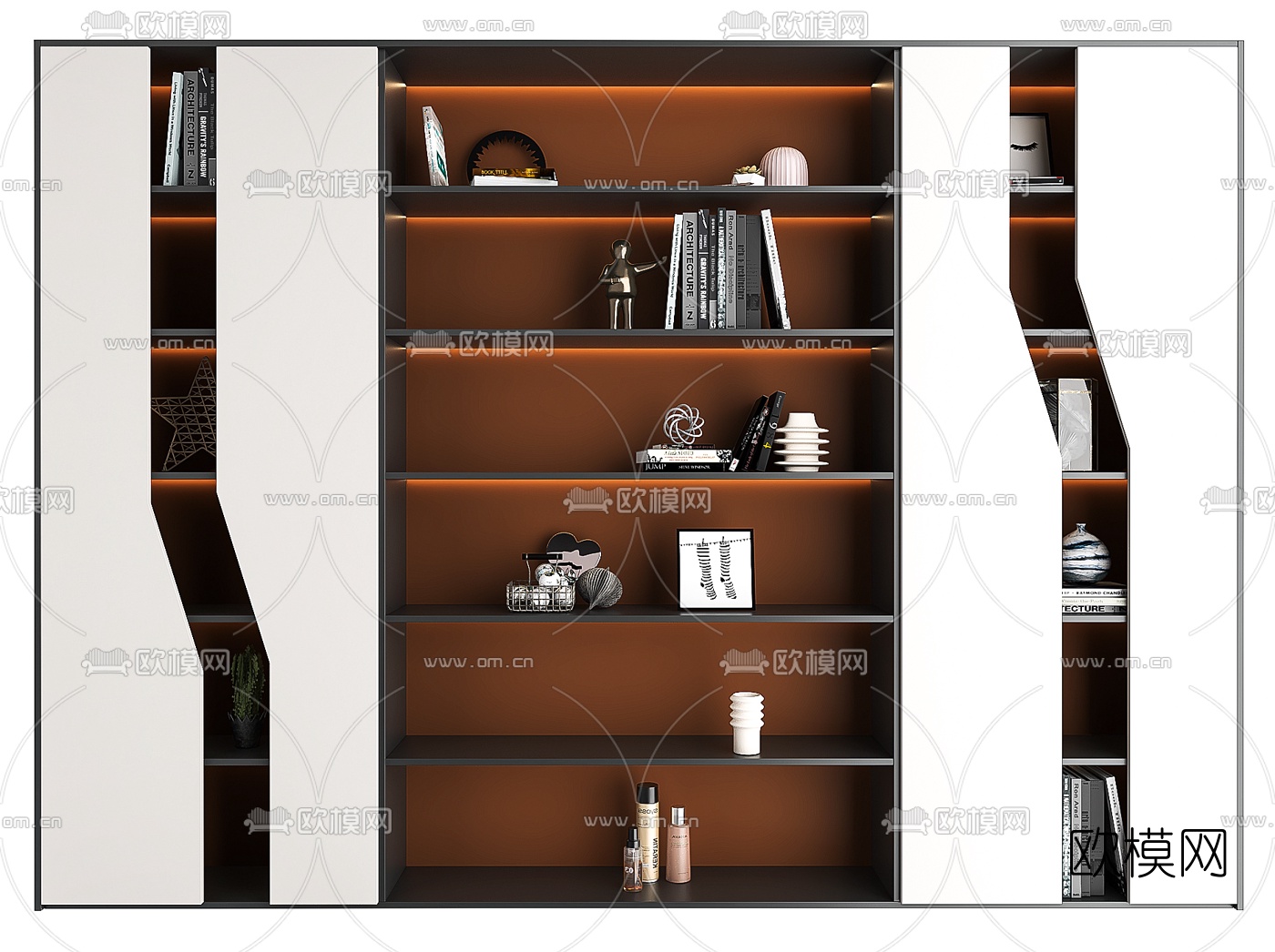 现代书柜装饰柜3d模型下载