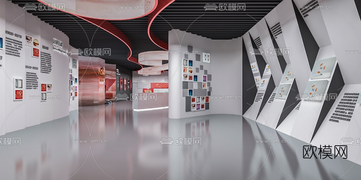 现代党建文化展厅3d模型