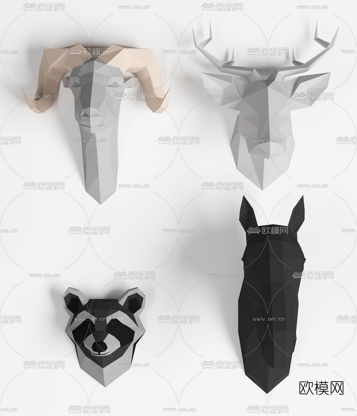 北欧动物雕塑挂饰3d模型