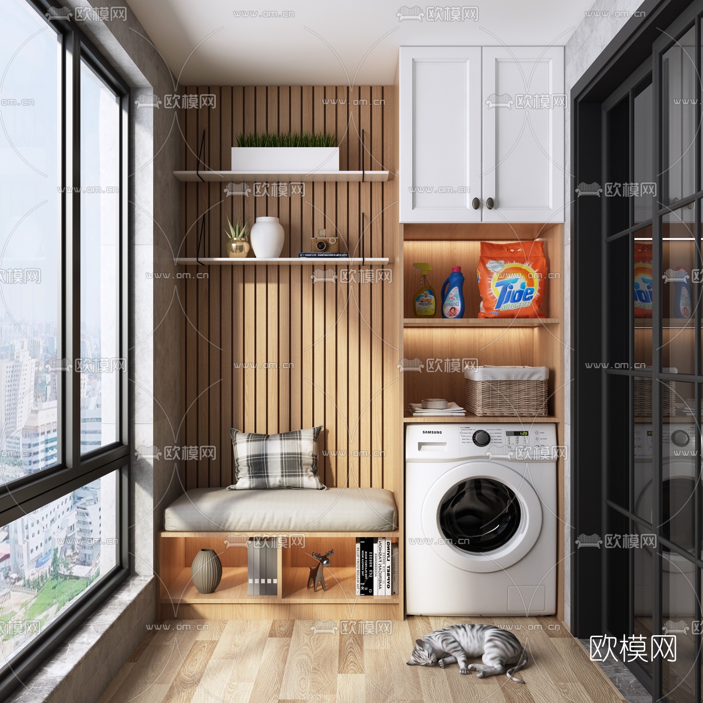 北欧阳台洗衣房3d模型下载