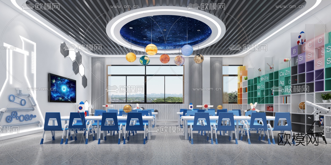 现代幼儿园科学室3d模型