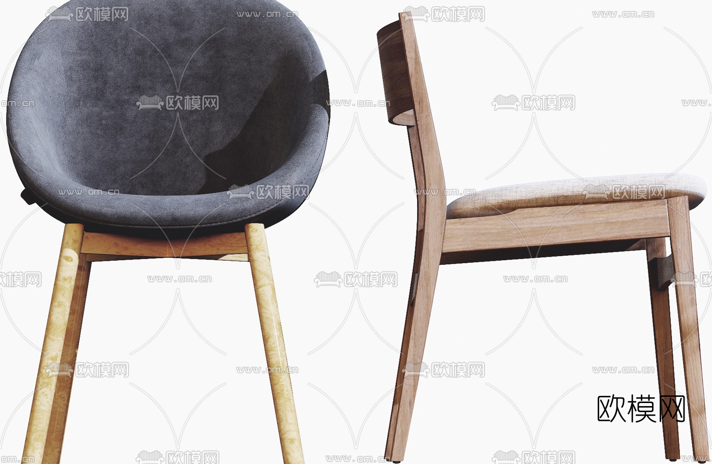 北欧绒布休闲椅3d模型下载（渲染图8）