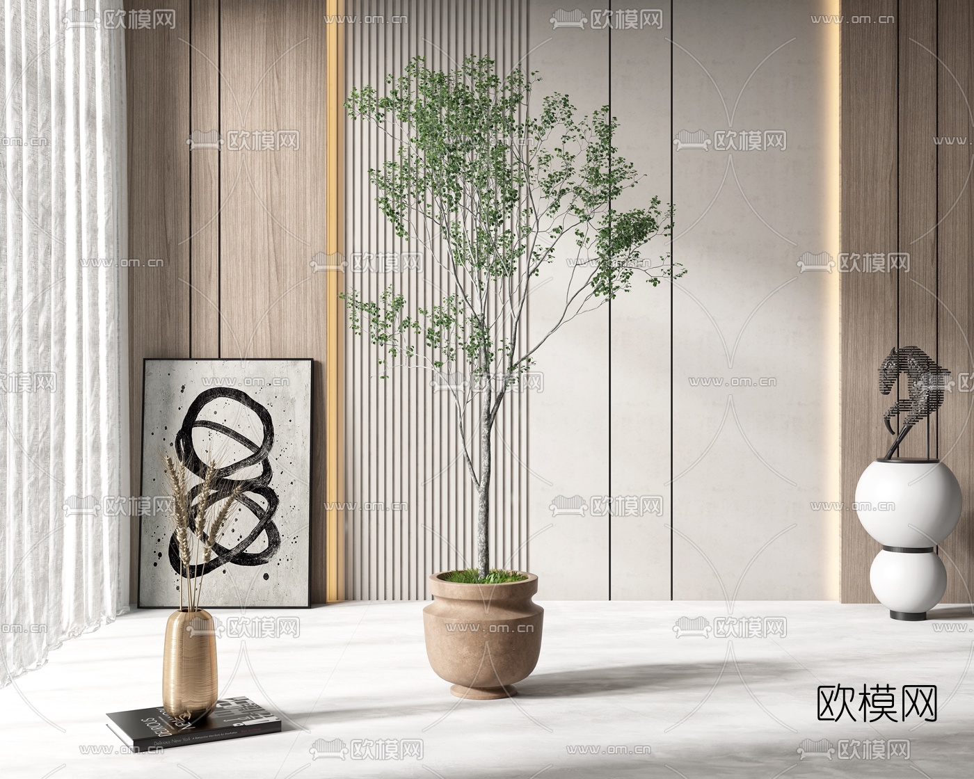 现代绿植盆栽3d模型