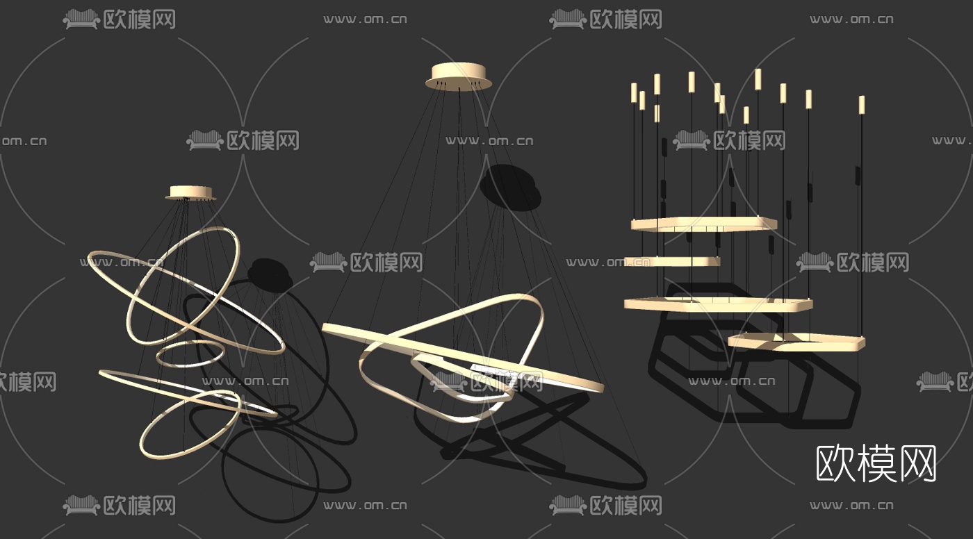 现代金属吊灯su模型下载（渲染图2）