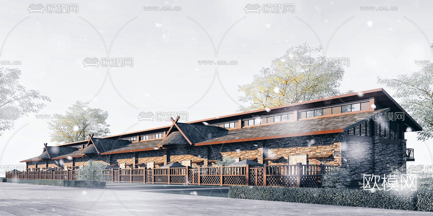 东南亚民宿建筑外观3d模型