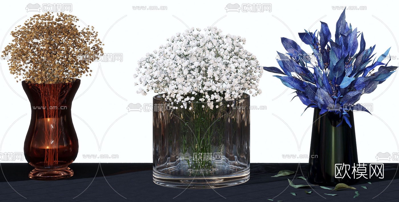 现代花瓶花卉插花3d模型