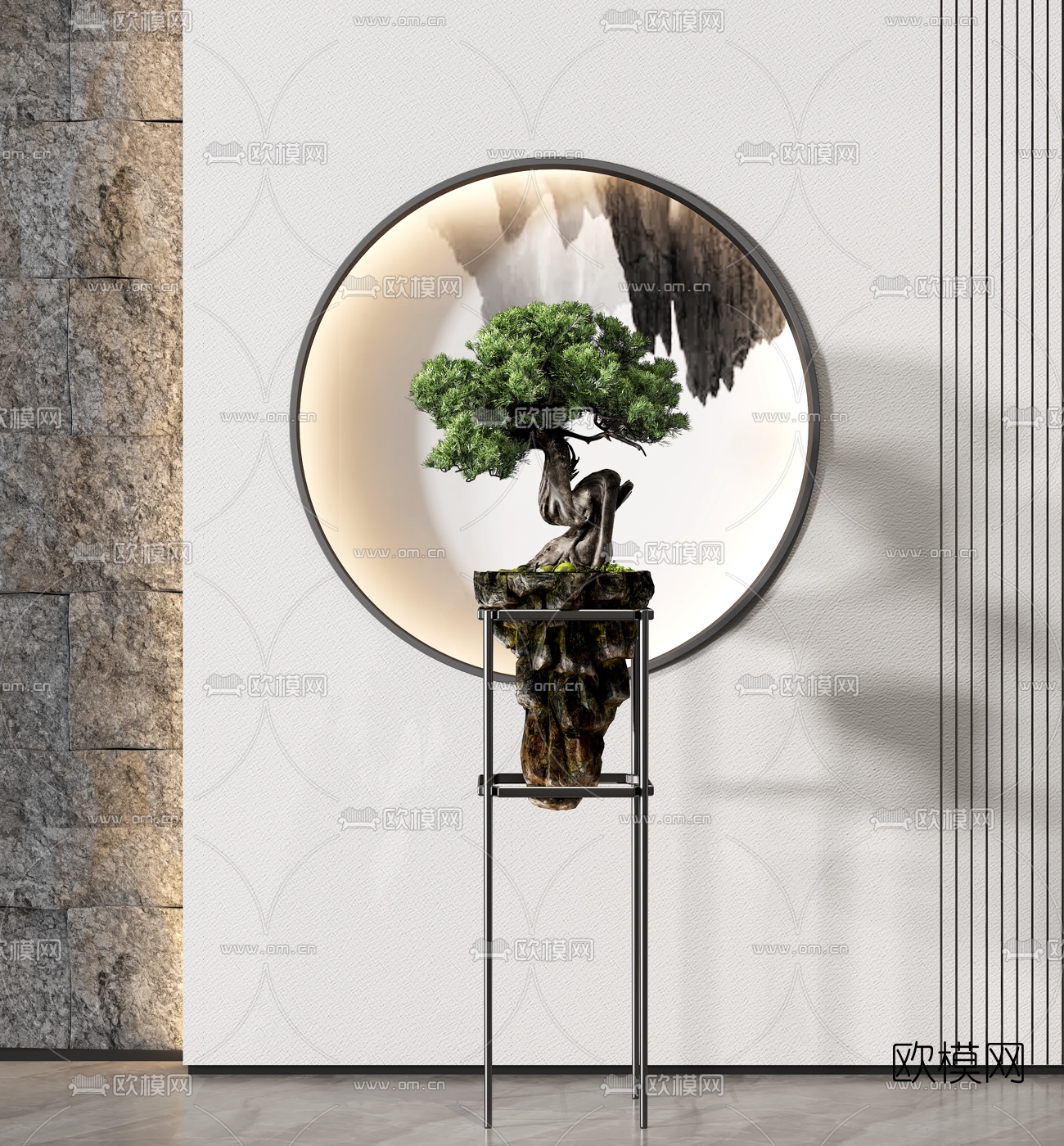 新中式绿植盆景3d模型