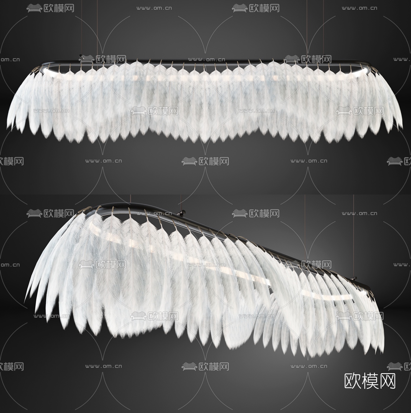 现代羽毛吊灯3d模型