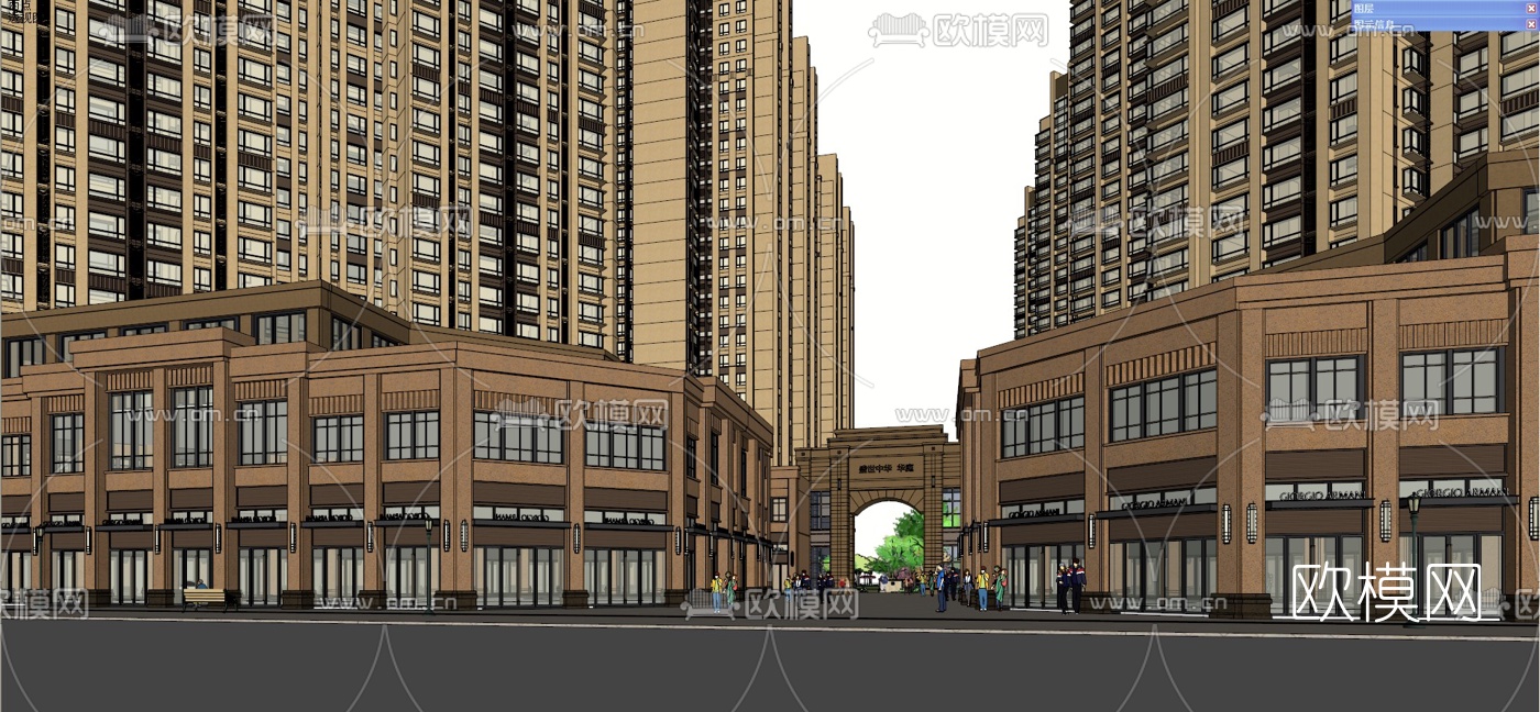 新古典高层住宅外观su模型下载（渲染图9）