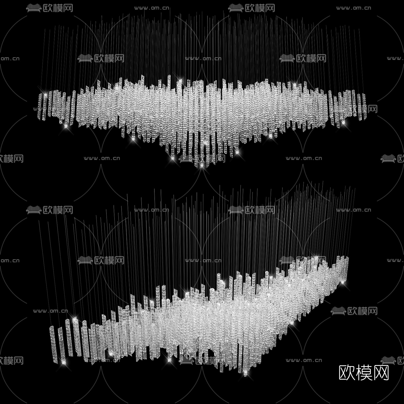 现代水晶柱装饰吊灯3d模型下载