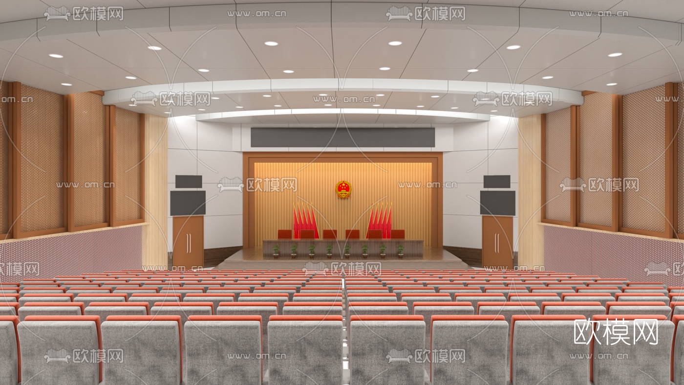 现代会议厅su模型下载