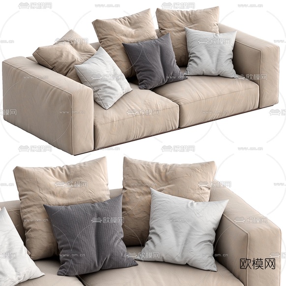 FLEXFORM 布艺双人沙发3d模型下载(渲染图2)