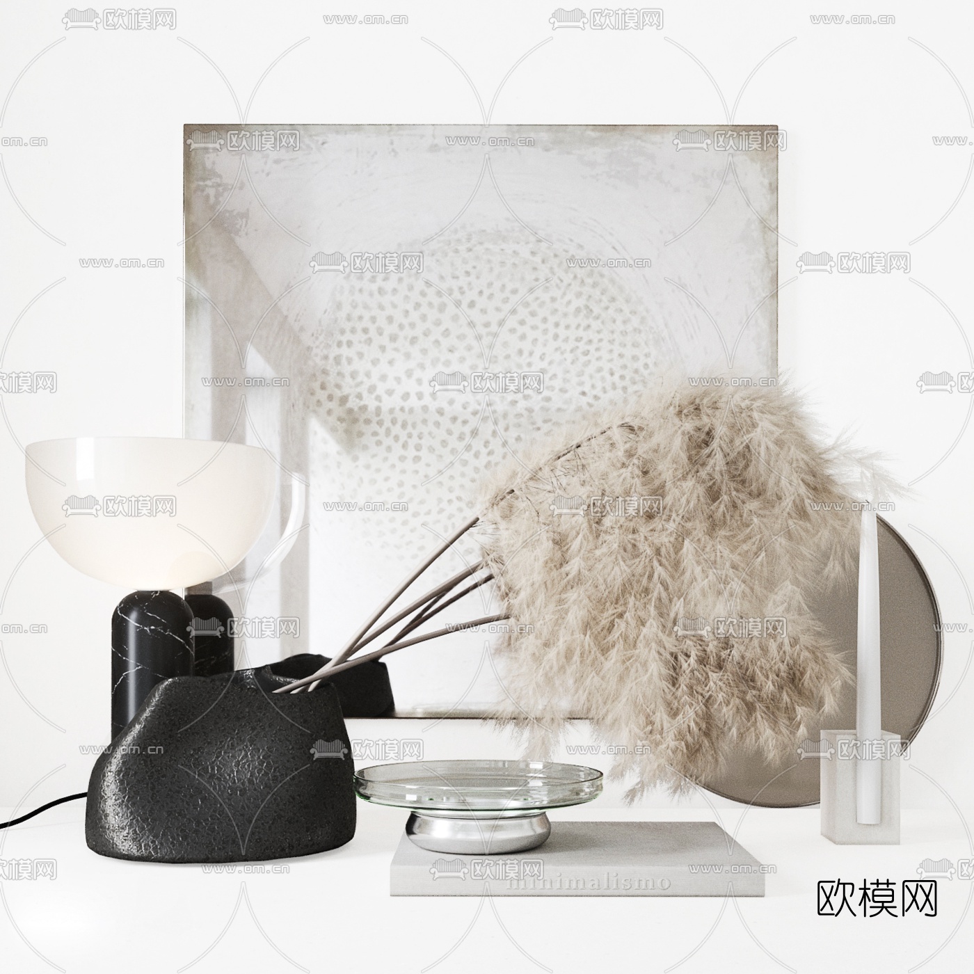 北欧插花花瓶装饰画摆件3d模型下载（渲染图1）