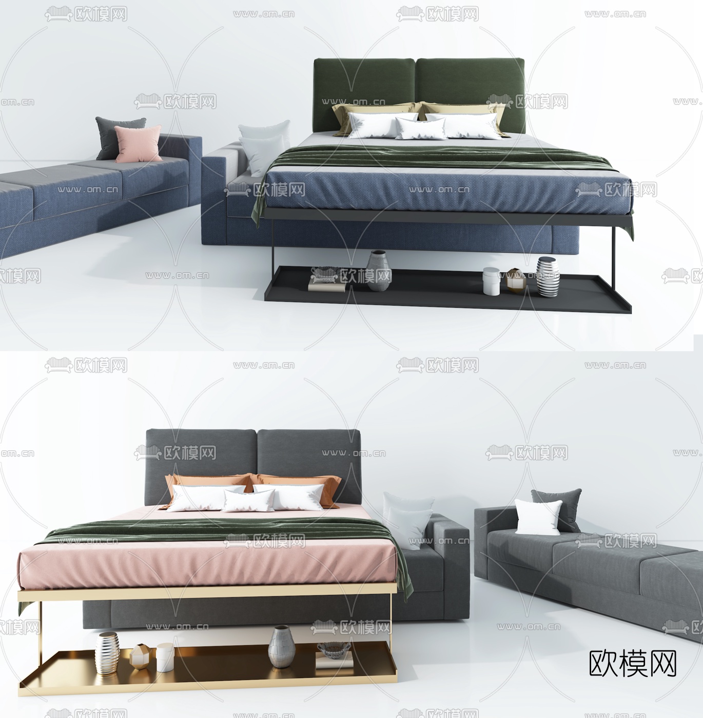 现代布艺沙发床3d模型下载