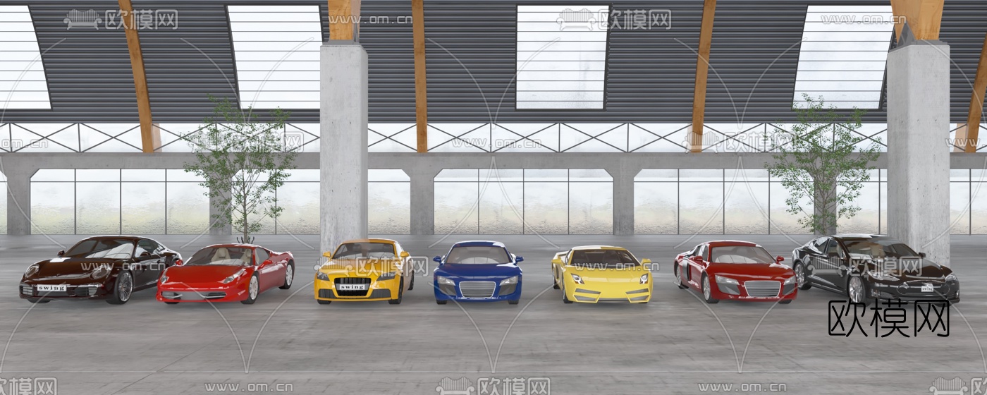 工业风跑车展厅3d模型
