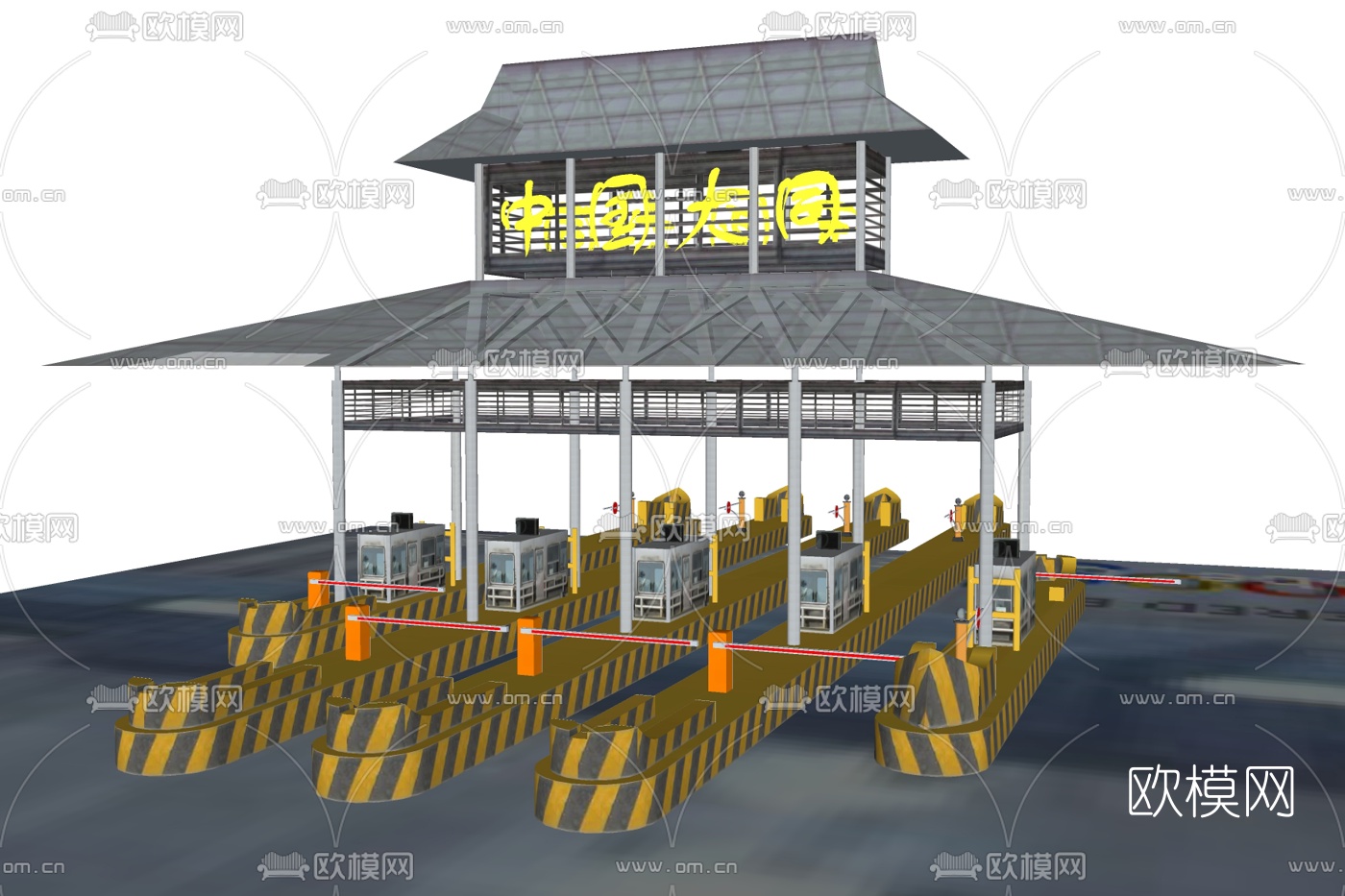 现代高速公路收费站su模型