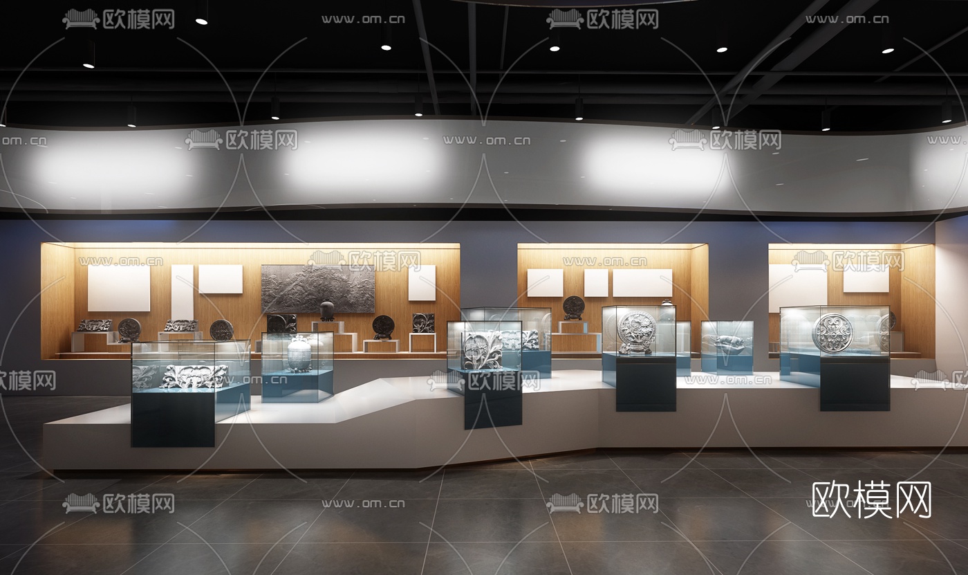 新中式博物館展廳3d模型