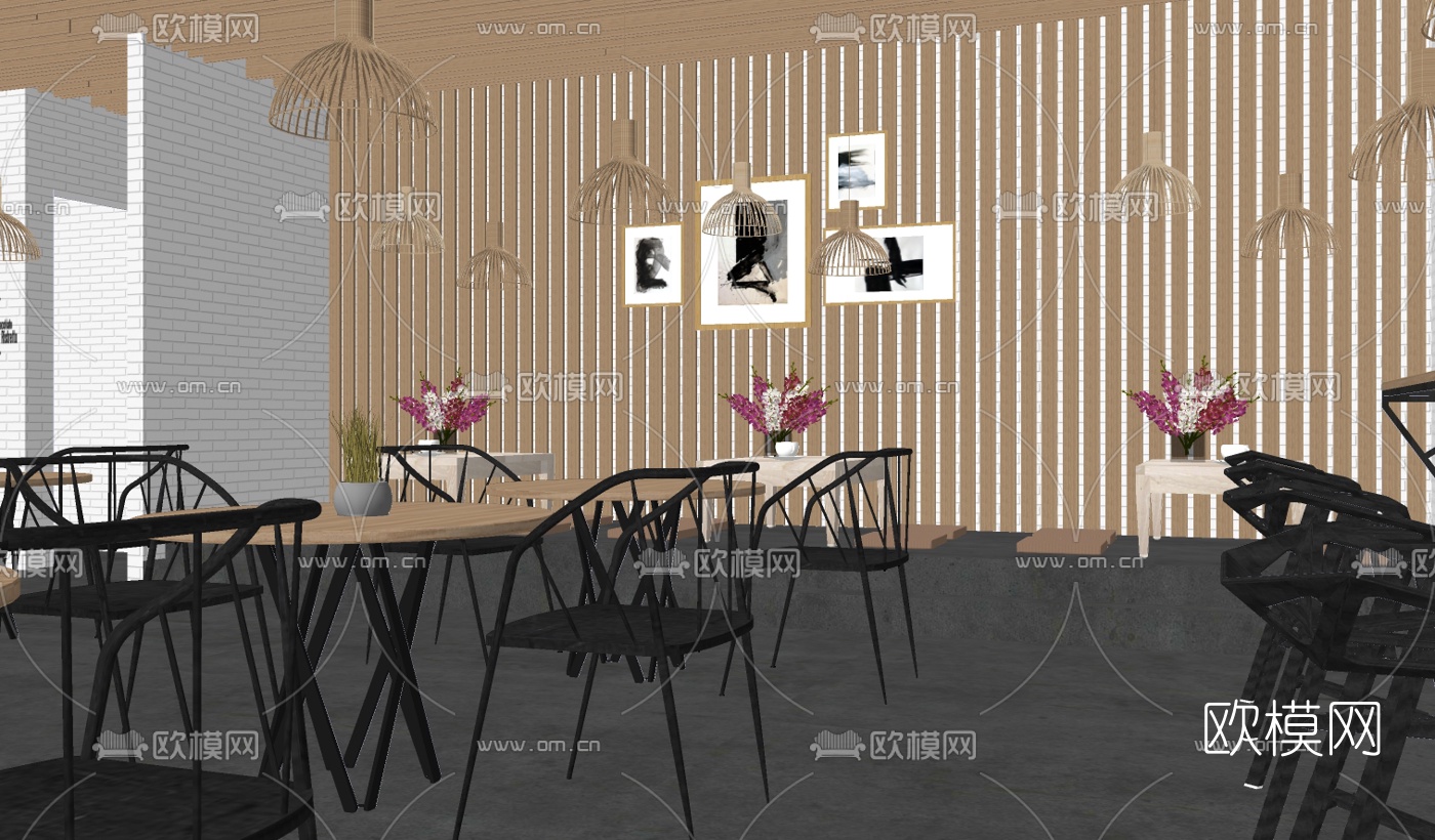 工业风咖啡厅su模型下载（渲染图3）