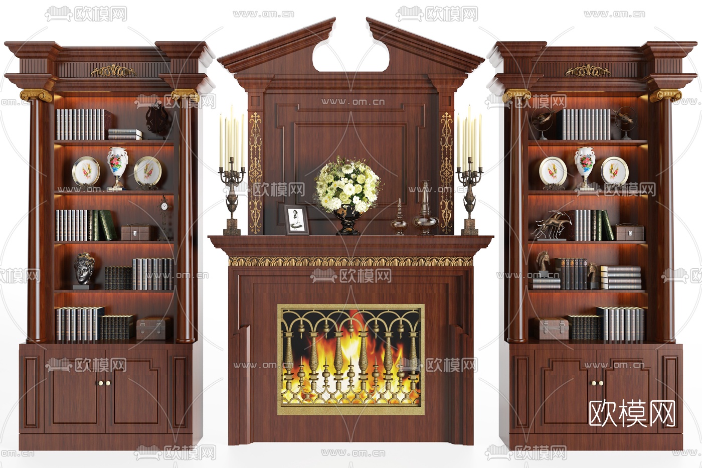 欧式壁炉柜装饰柜3d模型下载