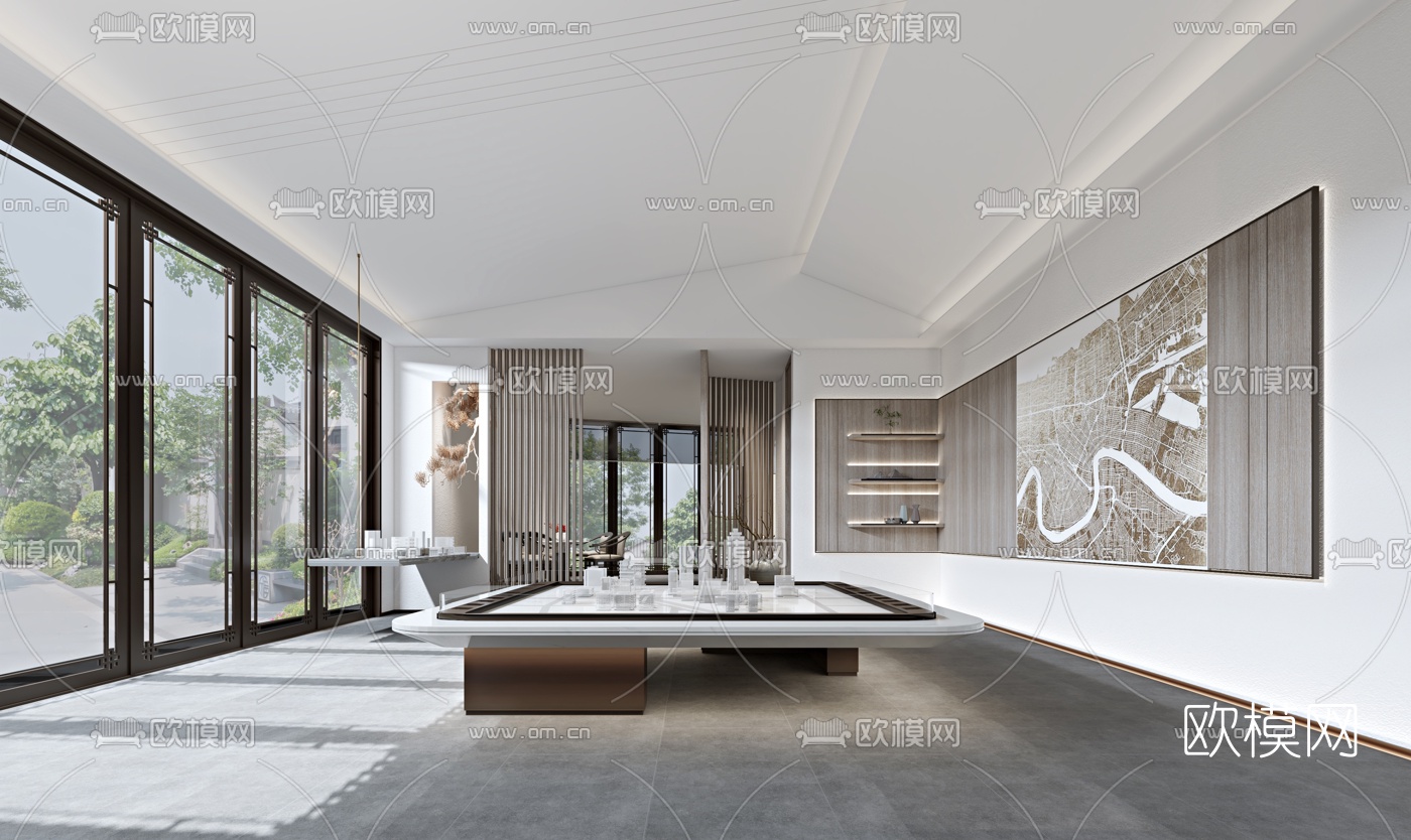 新中式售楼处洽谈区3d模型
