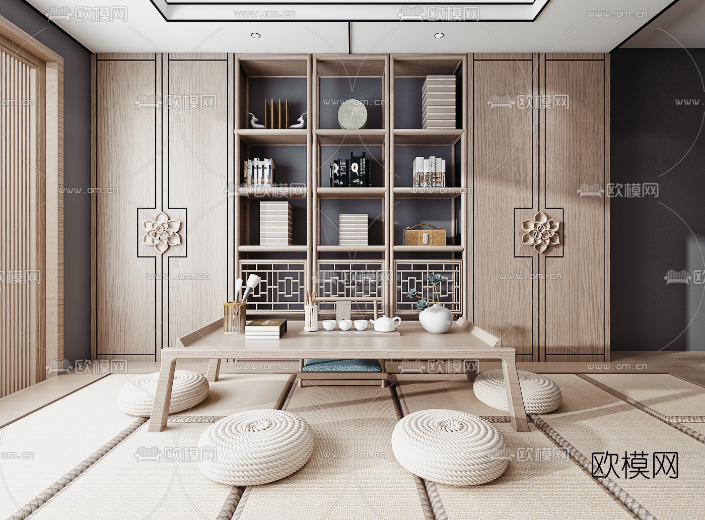 新中式茶桌椅3d模型