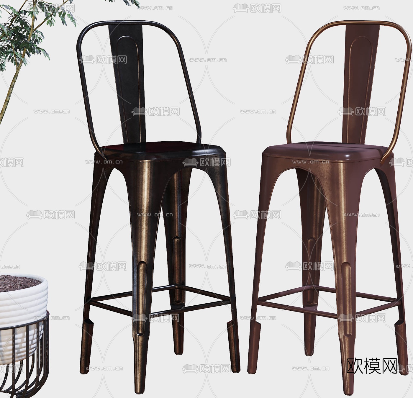 工业风吧椅高脚椅3d模型下载（渲染图4）