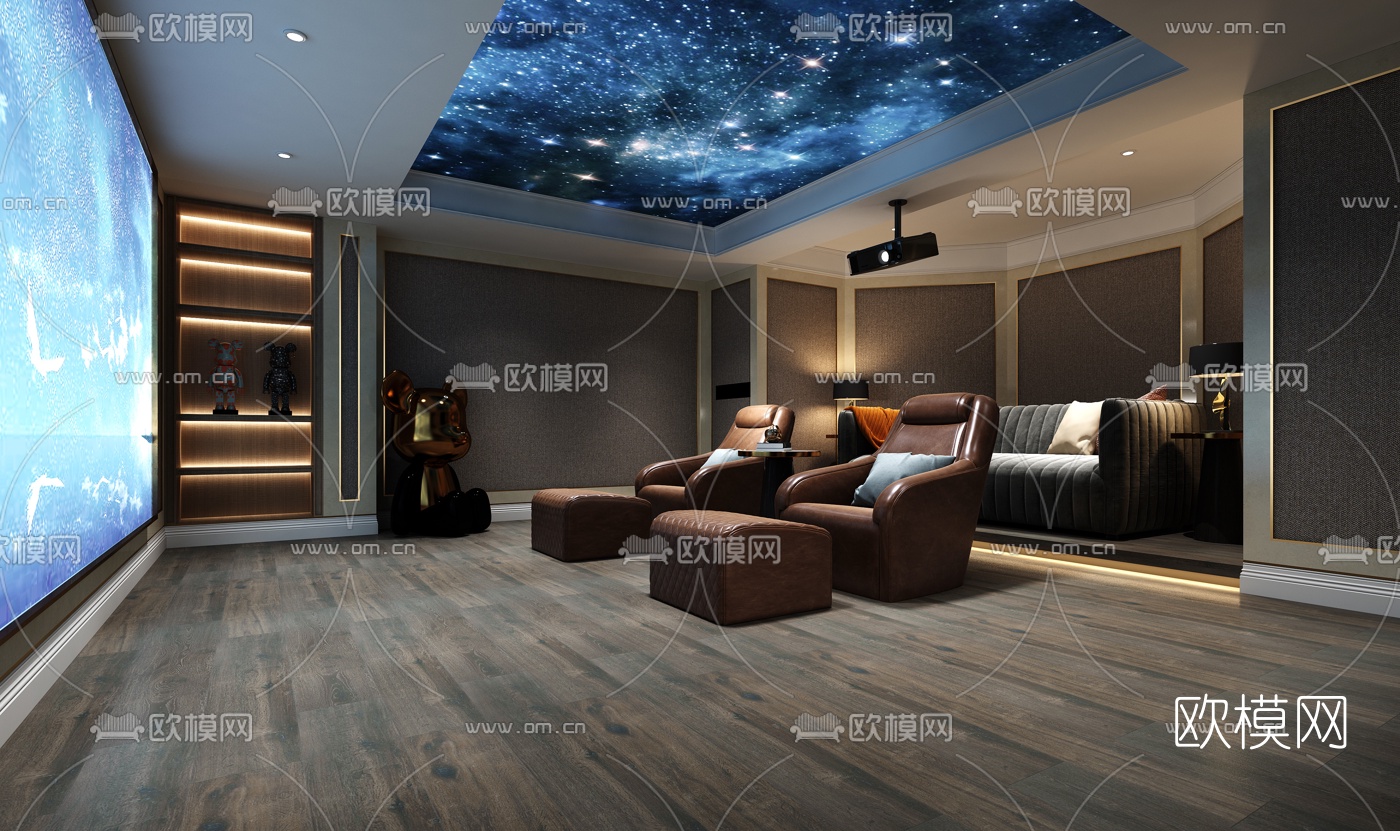 现代影音室免费3d模型