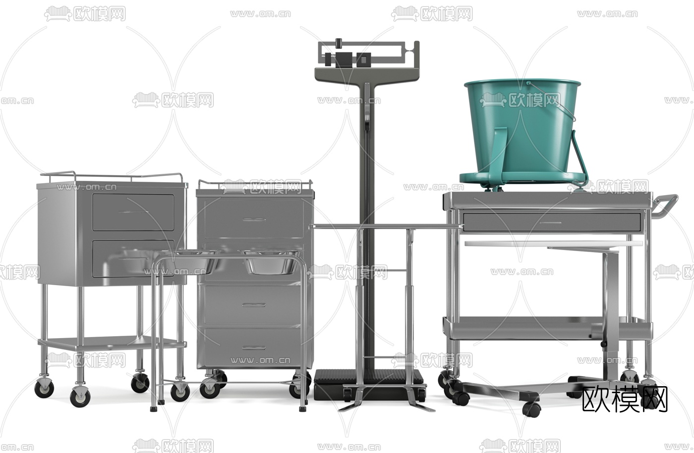 现代医疗器械推车托盘3d模型