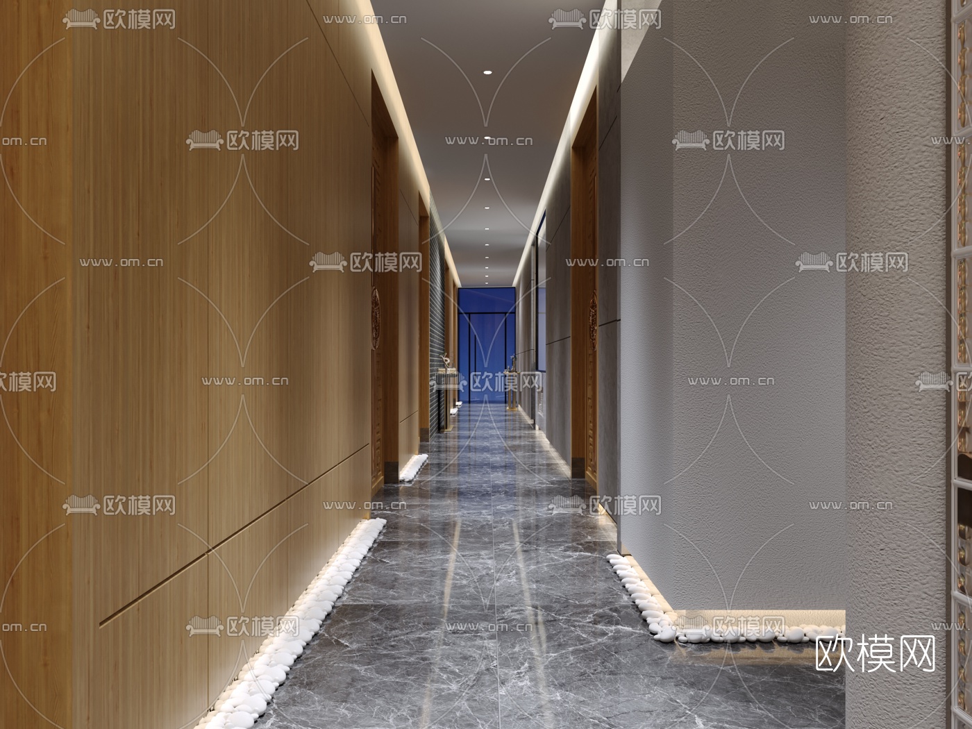 新中式酒店门厅走廊过道3d模型