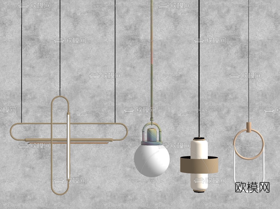现代球形吊灯su模型下载（渲染图2）