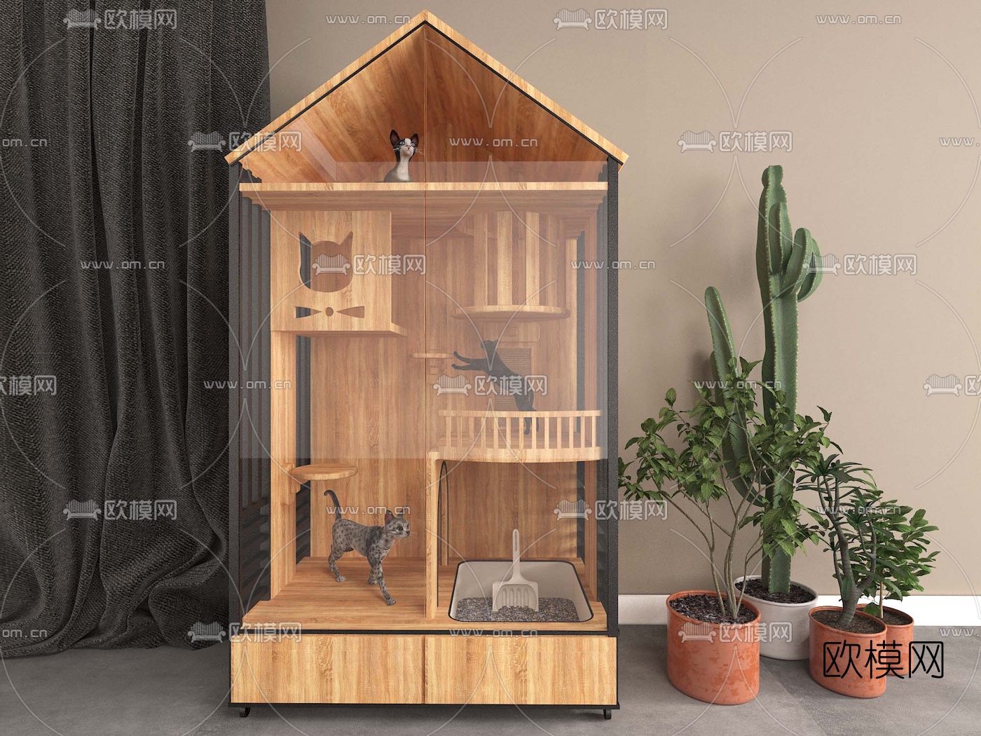 现代猫爬架猫窝3d模型