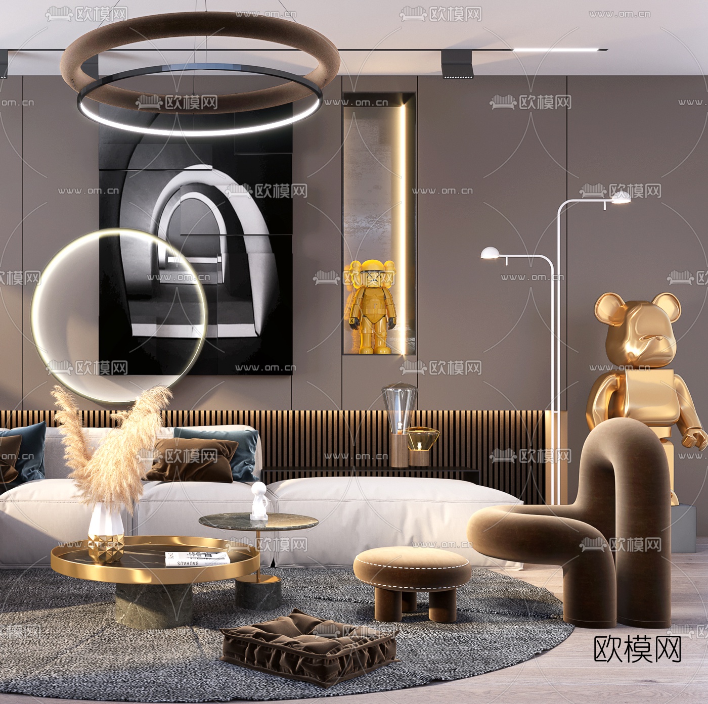 现代布艺沙发组合3d模型