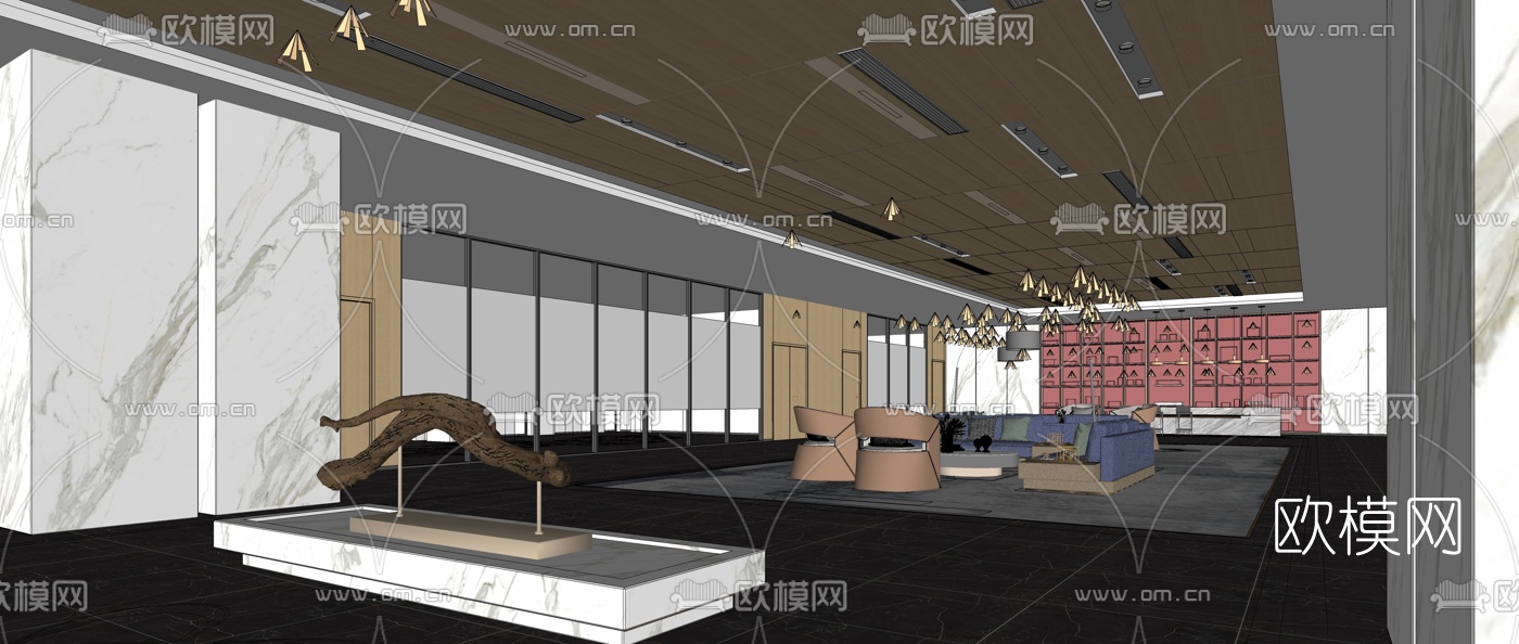 现代办公休息区su模型