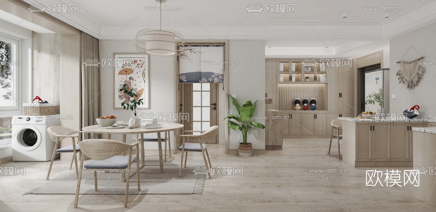 日式卧室餐厅3d模型