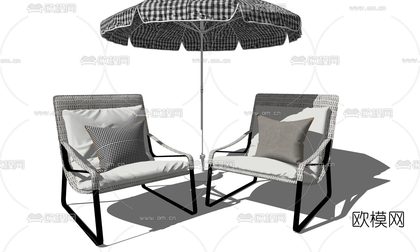 现代户外藤编休闲椅su模型下载