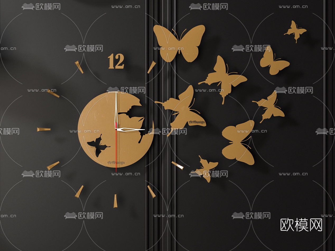 现代台灯挂钟3d模型