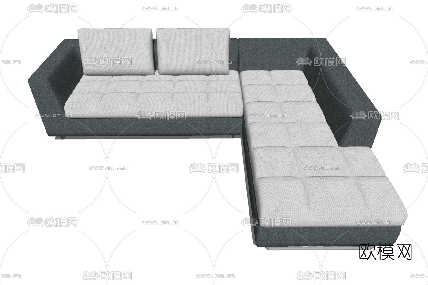 现代布艺转角多人沙发su模型下载
