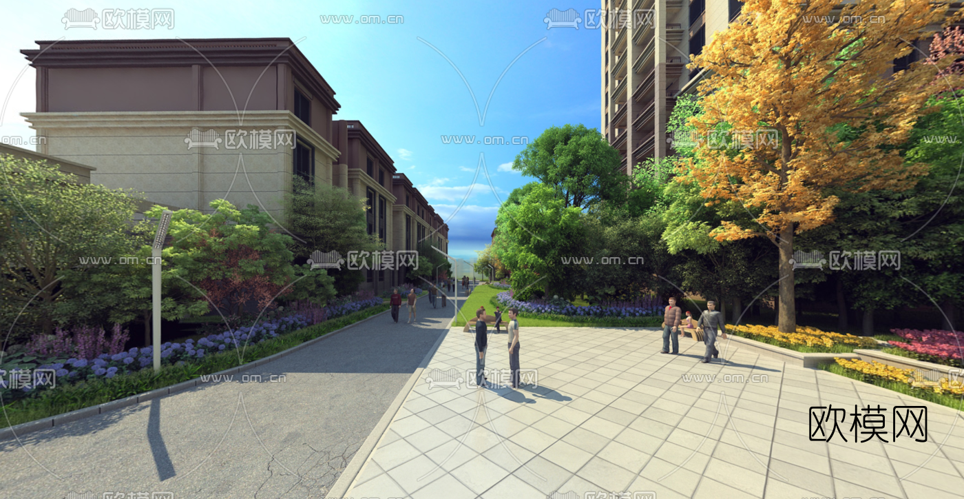 现代小区园林景观vr全景3d模型