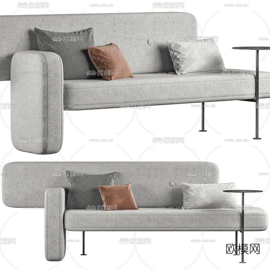 现代布艺异形沙发3d模型下载（渲染图1）