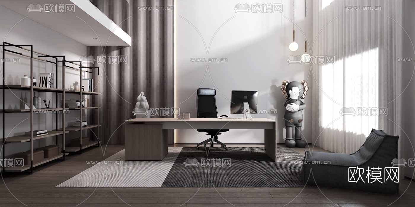 现代简约书房3d模型