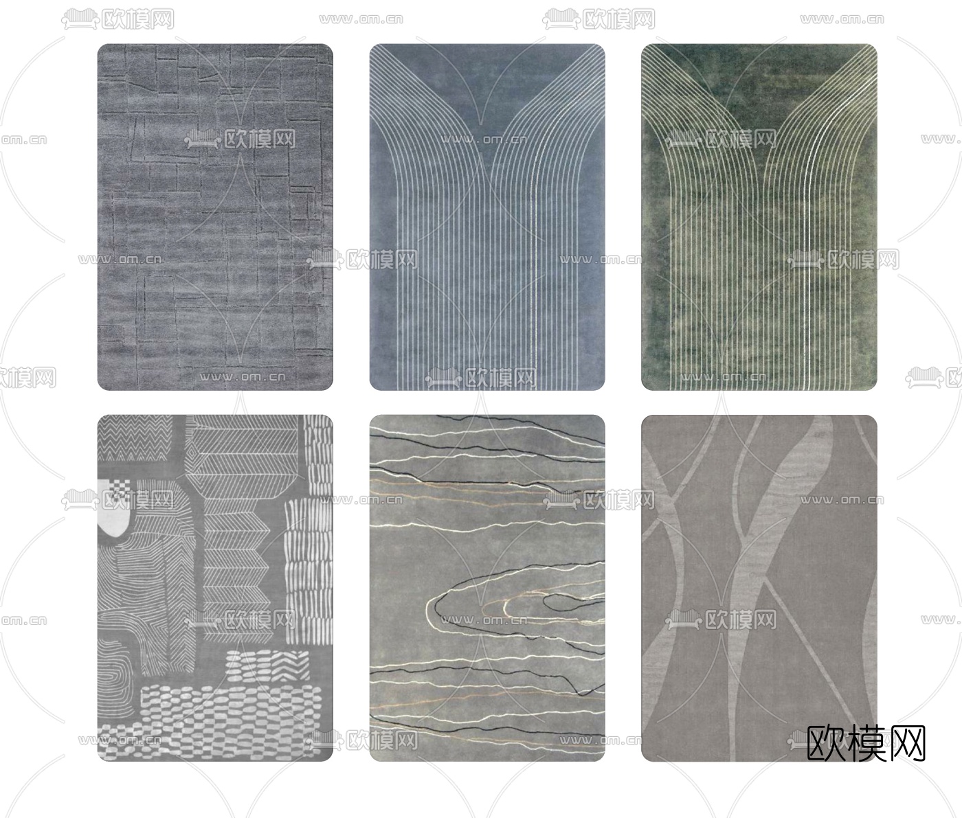 现代布艺地毯su模型下载