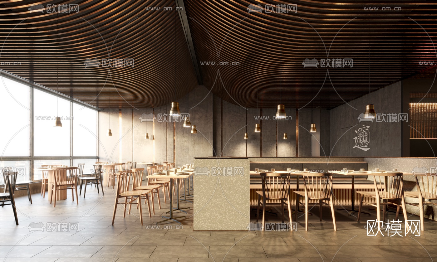 工业风面馆餐厅3d模型