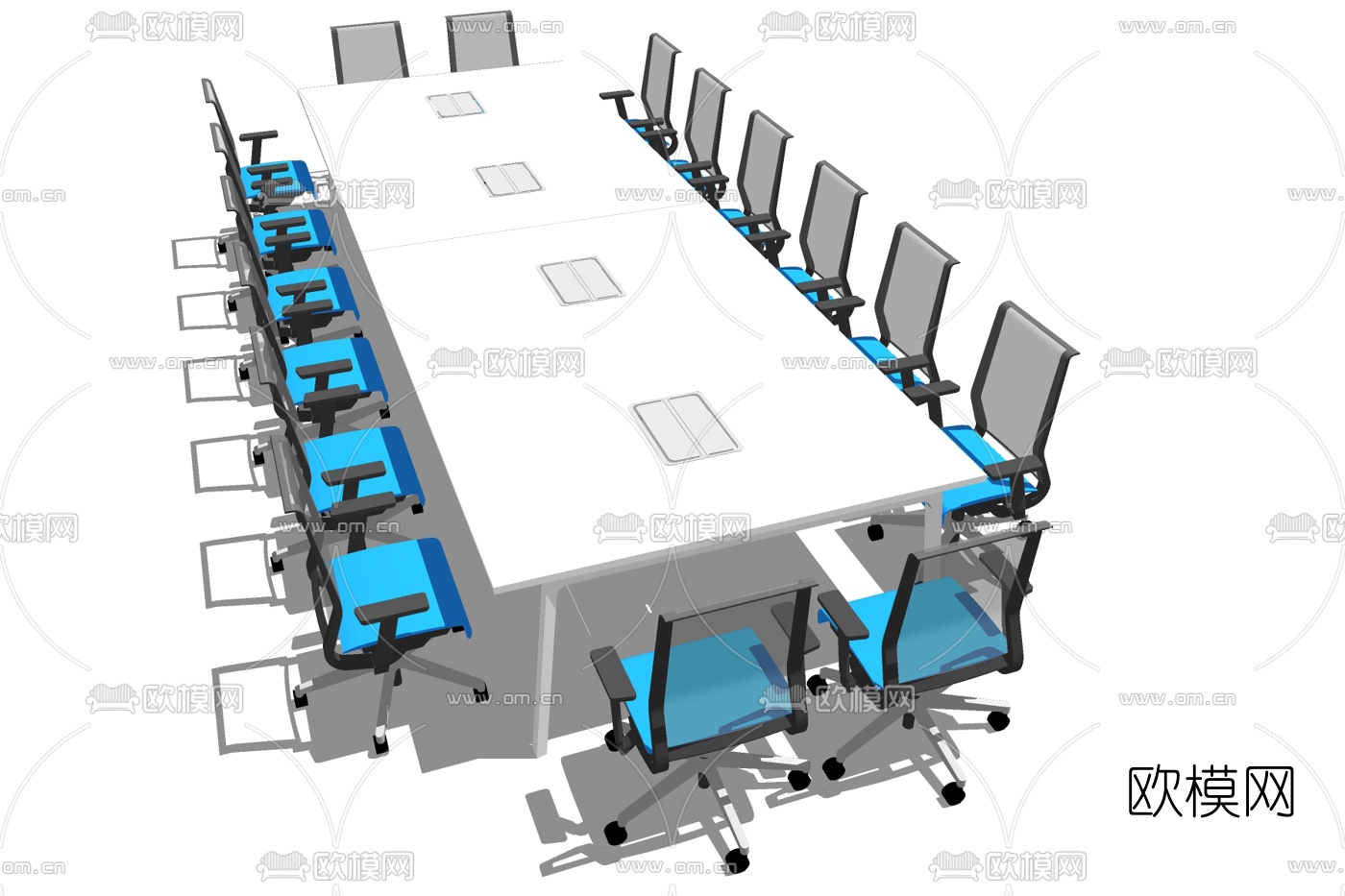 现代会议桌椅su模型下载