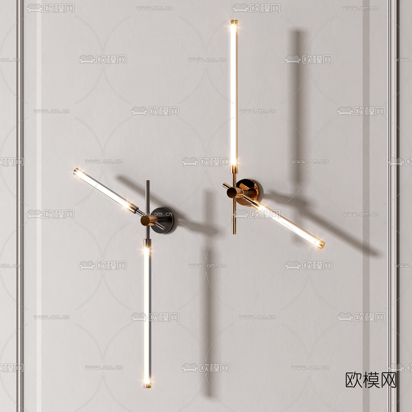 现代创意壁灯组合3d模型下载（渲染图4）