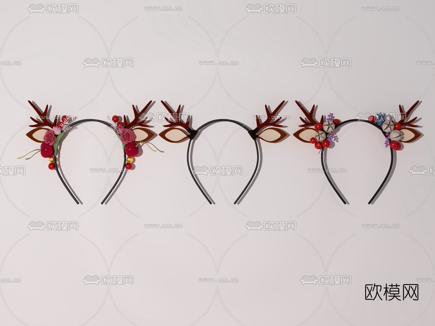 现代圣诞麋鹿发卡头饰3d模型下载